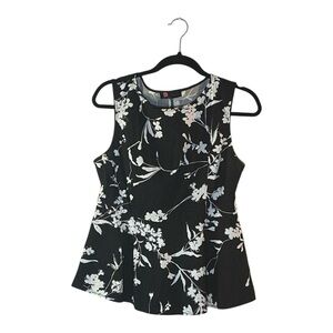 Chic Black Floral Sleeveless Blouse